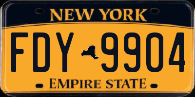 NY license plate FDY9904