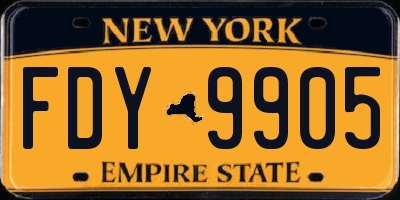NY license plate FDY9905