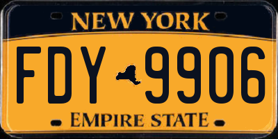 NY license plate FDY9906