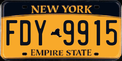 NY license plate FDY9915