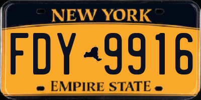 NY license plate FDY9916