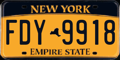 NY license plate FDY9918