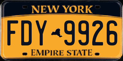 NY license plate FDY9926
