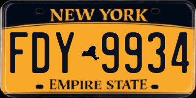NY license plate FDY9934