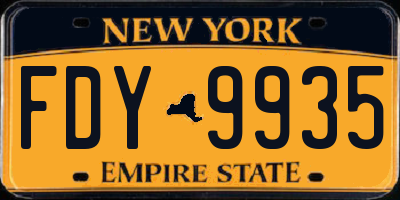 NY license plate FDY9935