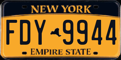 NY license plate FDY9944