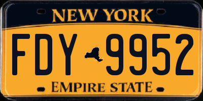 NY license plate FDY9952