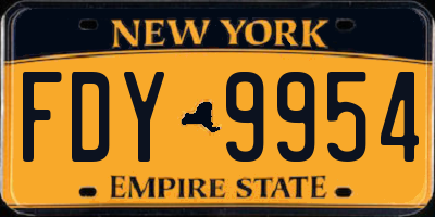NY license plate FDY9954