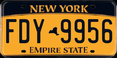NY license plate FDY9956