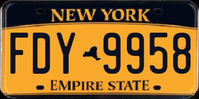 NY license plate FDY9958