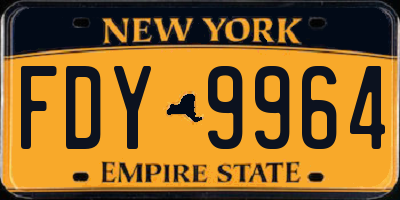 NY license plate FDY9964