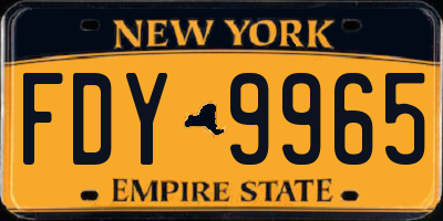 NY license plate FDY9965