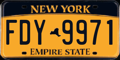 NY license plate FDY9971