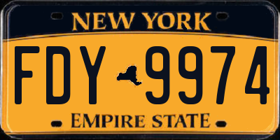 NY license plate FDY9974