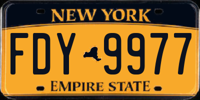 NY license plate FDY9977