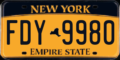 NY license plate FDY9980
