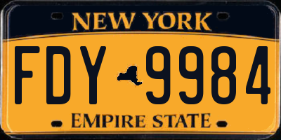 NY license plate FDY9984