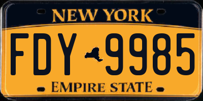 NY license plate FDY9985