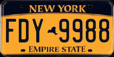 NY license plate FDY9988