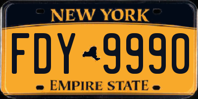 NY license plate FDY9990