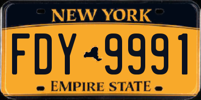 NY license plate FDY9991