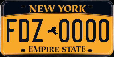 NY license plate FDZ0000