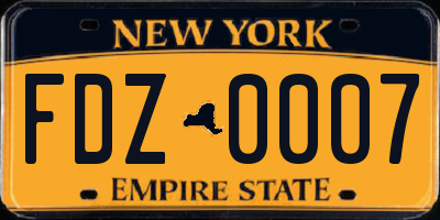 NY license plate FDZ0007