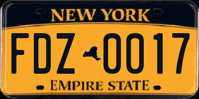 NY license plate FDZ0017