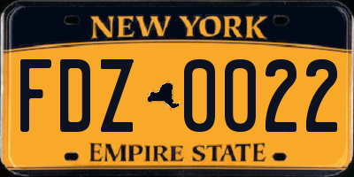 NY license plate FDZ0022