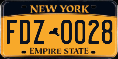 NY license plate FDZ0028