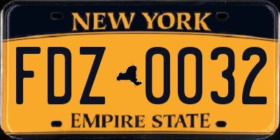 NY license plate FDZ0032