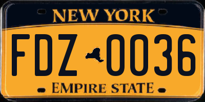 NY license plate FDZ0036