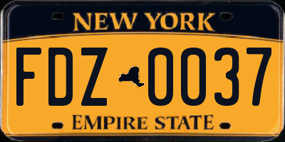 NY license plate FDZ0037