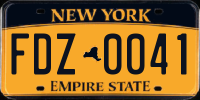 NY license plate FDZ0041
