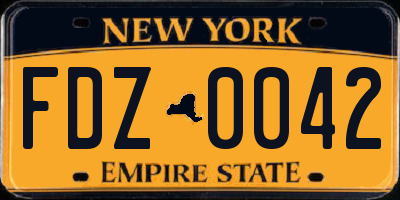 NY license plate FDZ0042