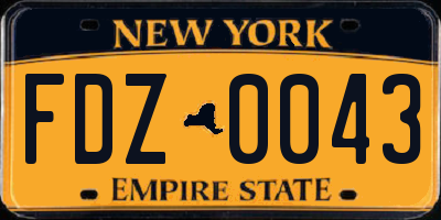 NY license plate FDZ0043