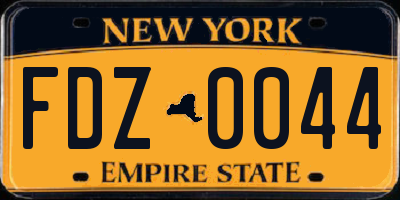 NY license plate FDZ0044