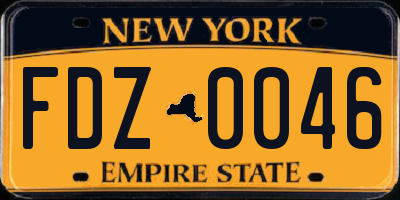 NY license plate FDZ0046
