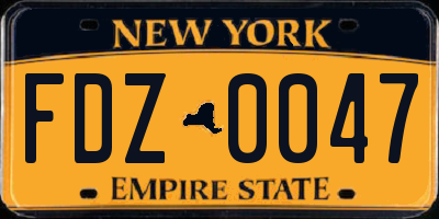 NY license plate FDZ0047