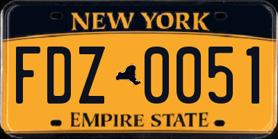 NY license plate FDZ0051