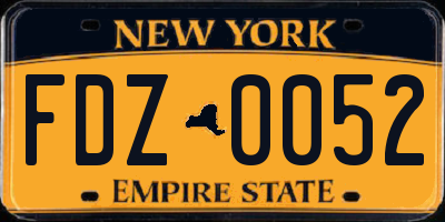 NY license plate FDZ0052