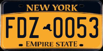 NY license plate FDZ0053