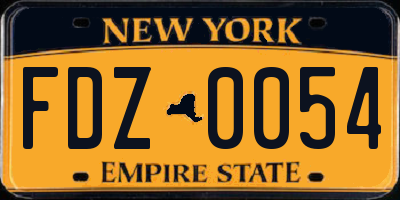 NY license plate FDZ0054