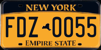 NY license plate FDZ0055