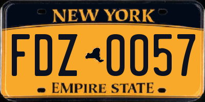 NY license plate FDZ0057