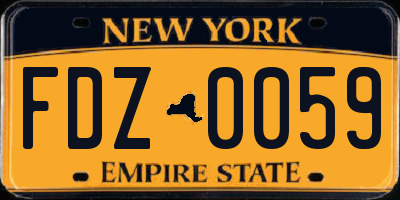 NY license plate FDZ0059