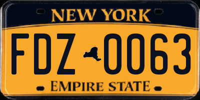 NY license plate FDZ0063