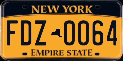 NY license plate FDZ0064