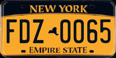 NY license plate FDZ0065