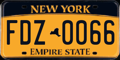 NY license plate FDZ0066